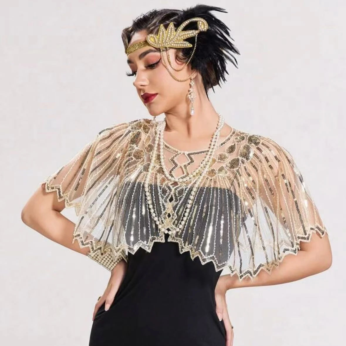 Sequined Fringe Capelet for Layering over Dresses and Tops