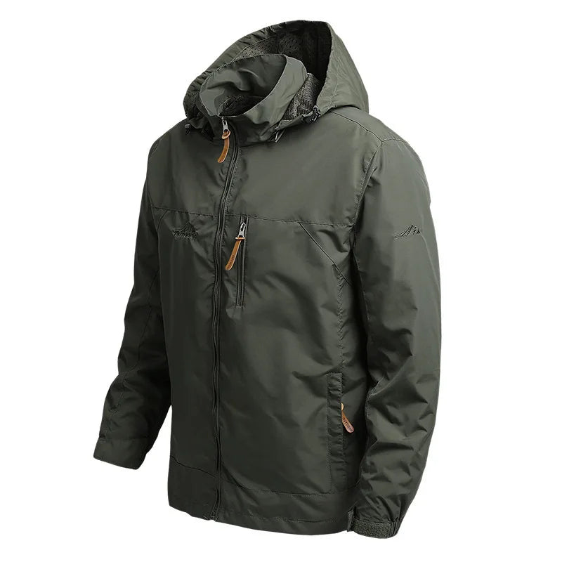 Men's Hooded Outdoor Zip-Front Windbreaker