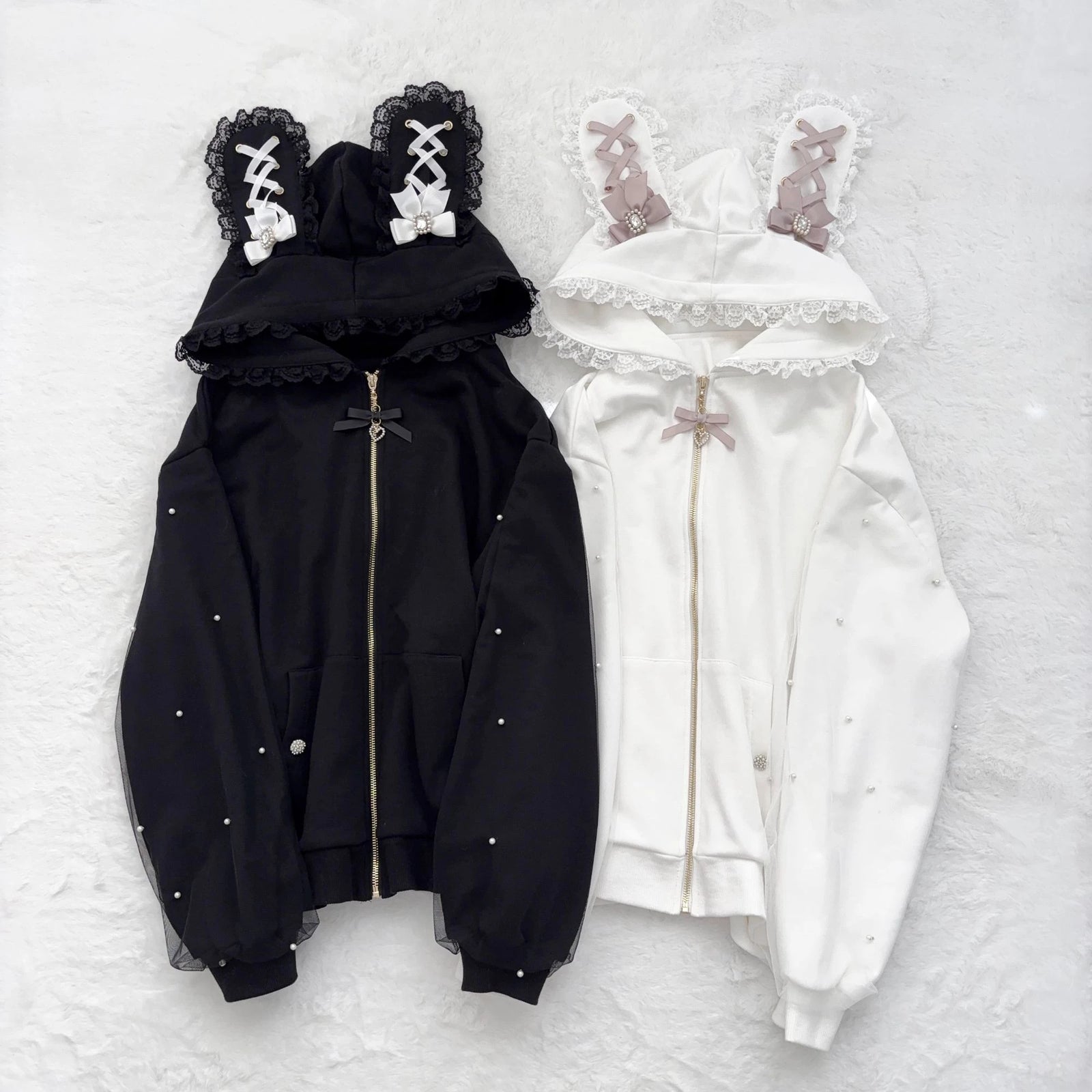 Cat Ear Long Sleeve Full Zip Casual Hoodie