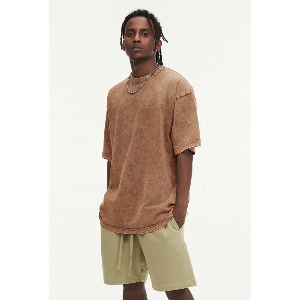 Solid Crew Neck Short Sleeve Loose Casual T Shirt