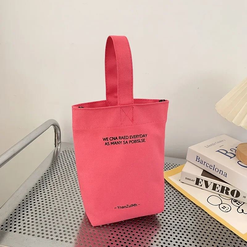 Solid Mini Tote Bag with Wide Single Carry Handle