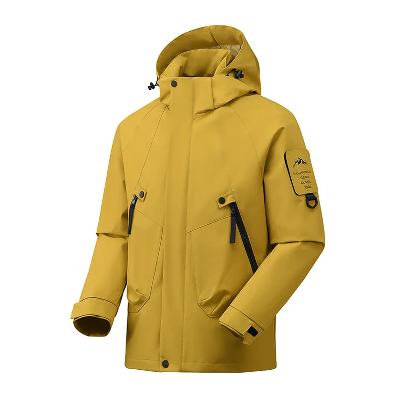 Hooded Long Sleeve Full Zip Outdoor Hiking Jacket with Pockets