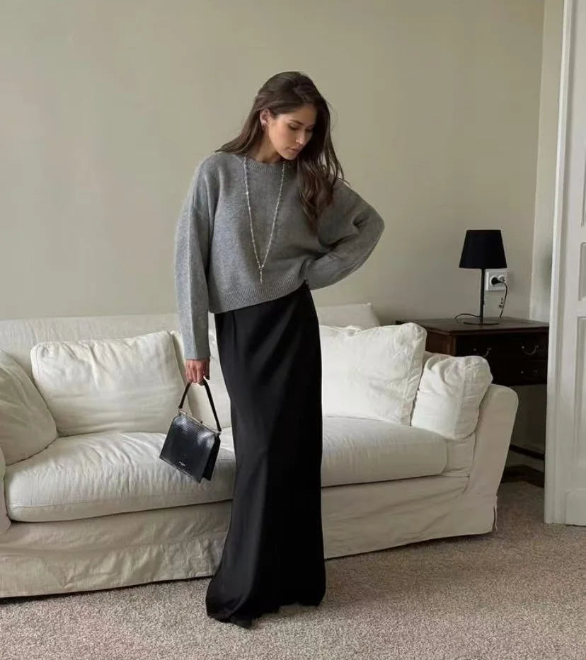 Women's Loose Crew Neck Chunky Knit Sweater Casual Knit Layer