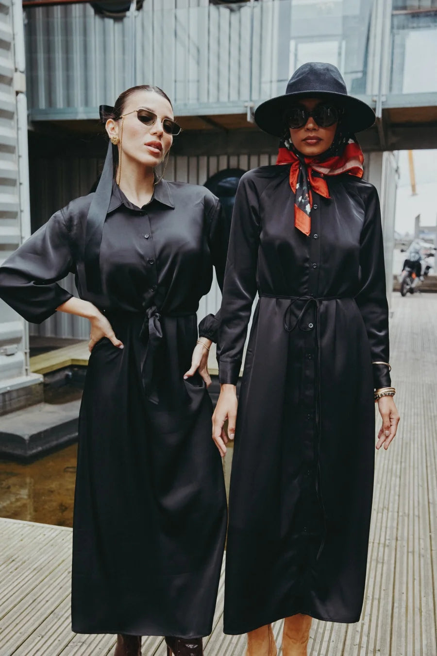 Women's Tie Front Satin Look Shirt and Dress Selection