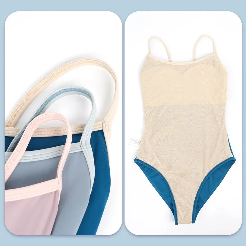 Women's Camisole Ballet Leotard with Crossed Straps and Open Back