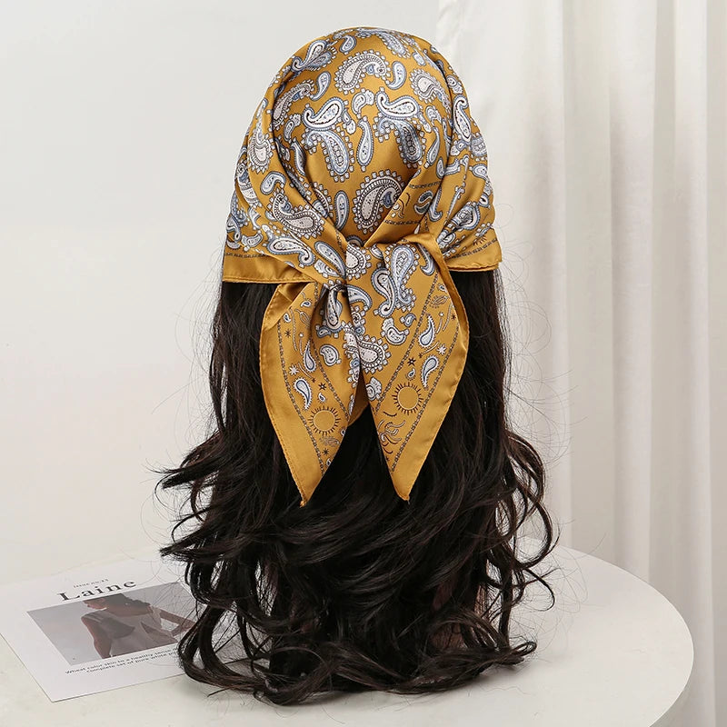 Floral Print Square Scarf for Head and Neck Styling