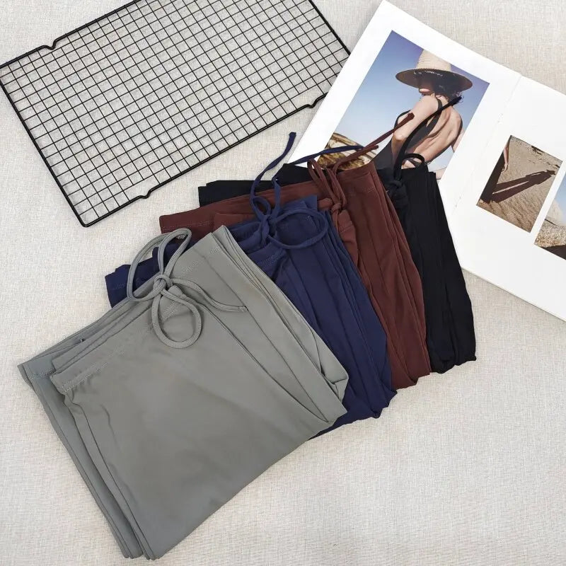 Women's Drawstring Waist Nylon Blend Wide Leg Pants for Casual Activewear