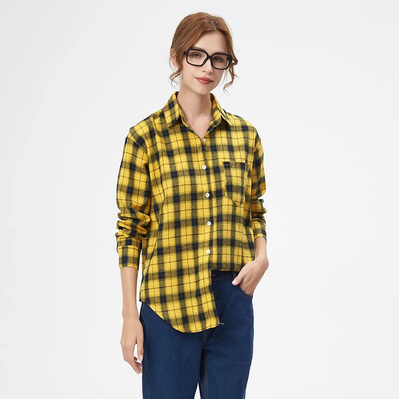 Women's Checked Collared Long Sleeve Shirt