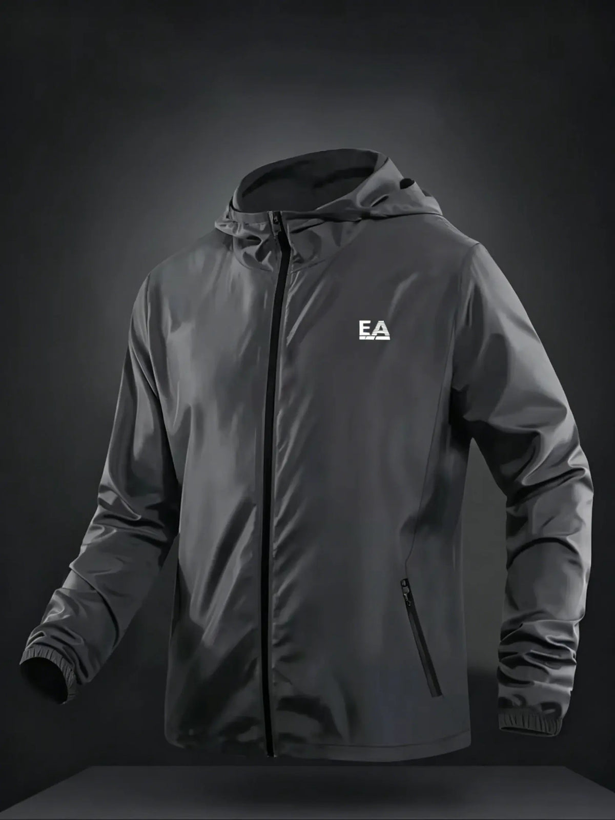 Hooded Long Sleeve Full Zip Outdoor Hiking Jacket with Pockets