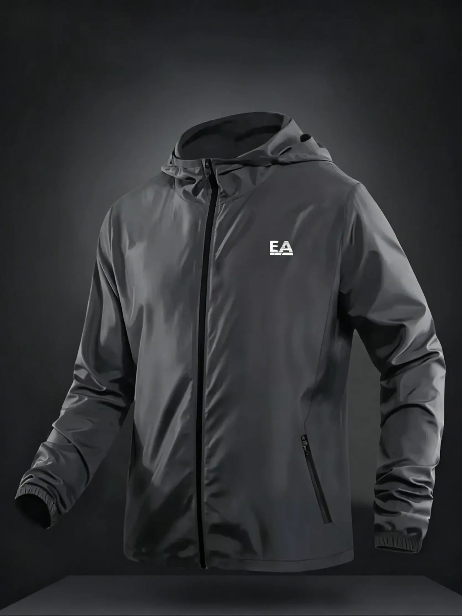 Hooded Long Sleeve Full Zip Outdoor Hiking Jacket with Pockets