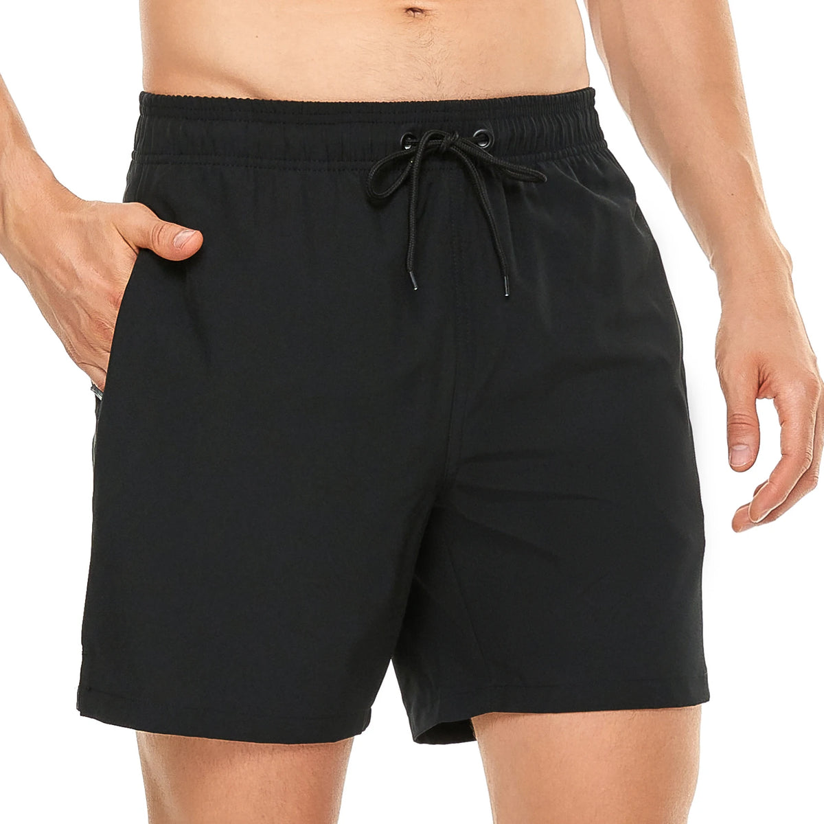 Men's Swim Shorts with Elastic Waist and Zipper Pockets for Beach and Pool Wear