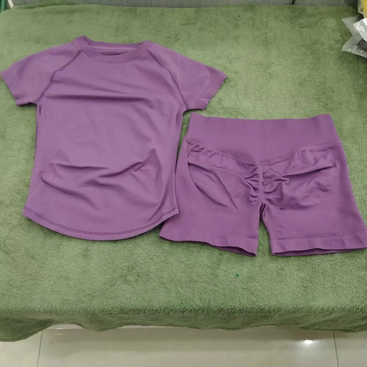 Women's Tee And Shorts Yoga Set For Workout Outfits