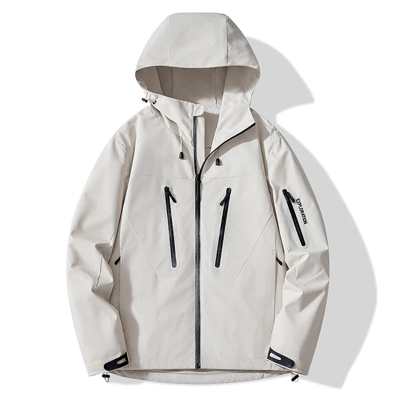 Hooded Long Sleeve Full Zip Outdoor Hiking Jacket with Pockets