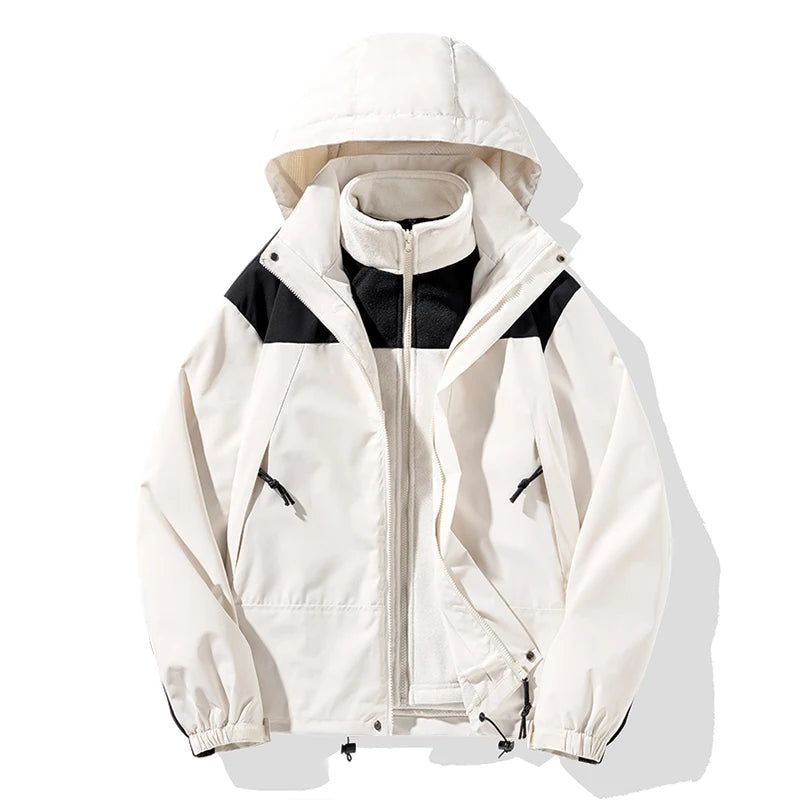 Color Block Hooded Full Zip Long Sleeve Outdoor Jacket