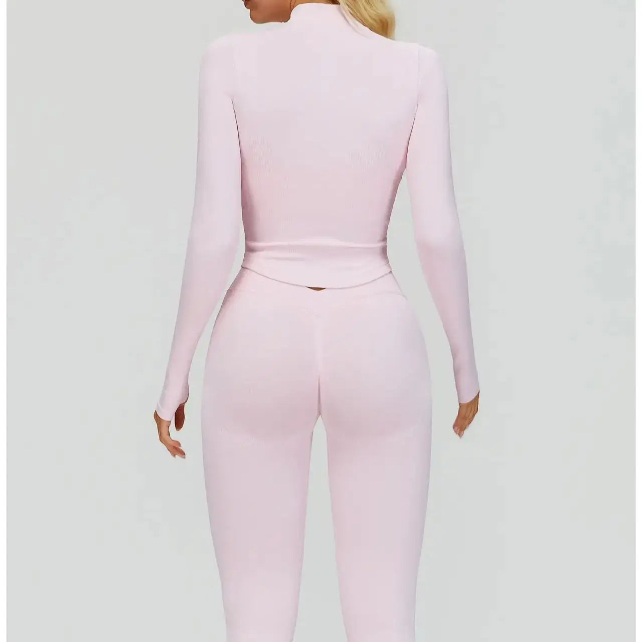 Women's Cropped Layer Bra And Leggings Yoga Set