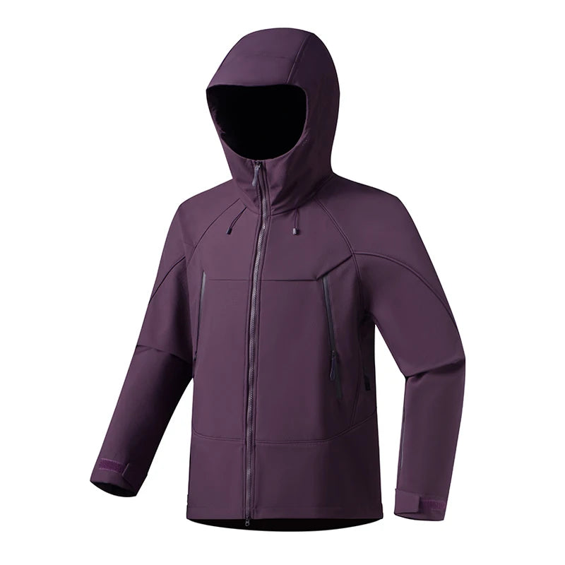 Hooded Long Sleeve Full Zip Outdoor Hiking Jacket with Pockets