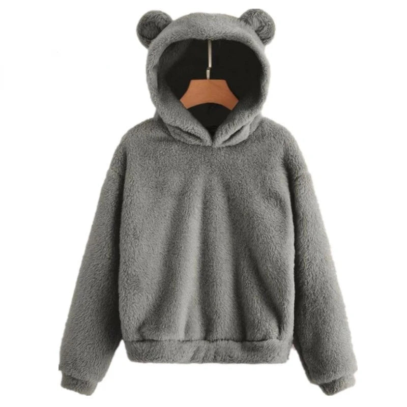 Bear Ear Long Sleeve Pullover Casual Hoodie for Layering