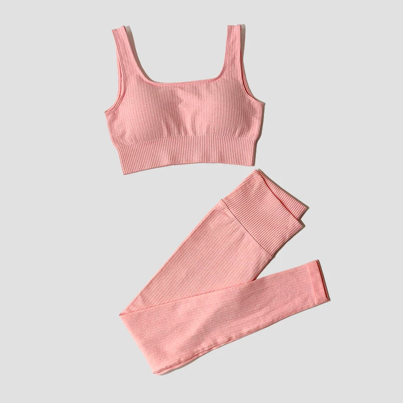Women's Long Sleeve Crop Top And Leggings Yoga Set