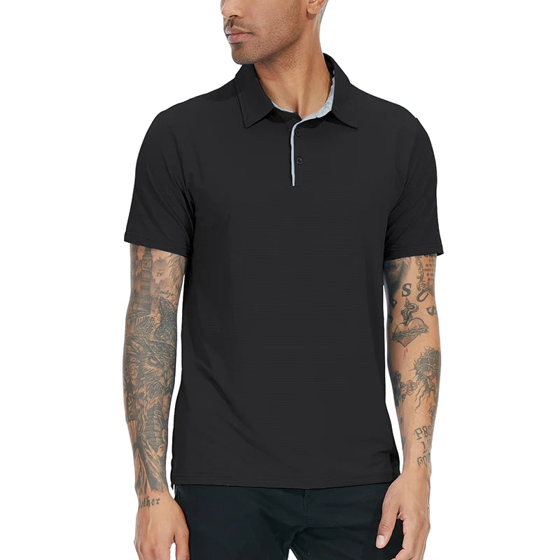 Men's Athletic Short Sleeve Polo Shirt Lightweight Quick Dry Sport Workout Shirt Summer Casual Thin Outdoor Shirts US/ EU Size