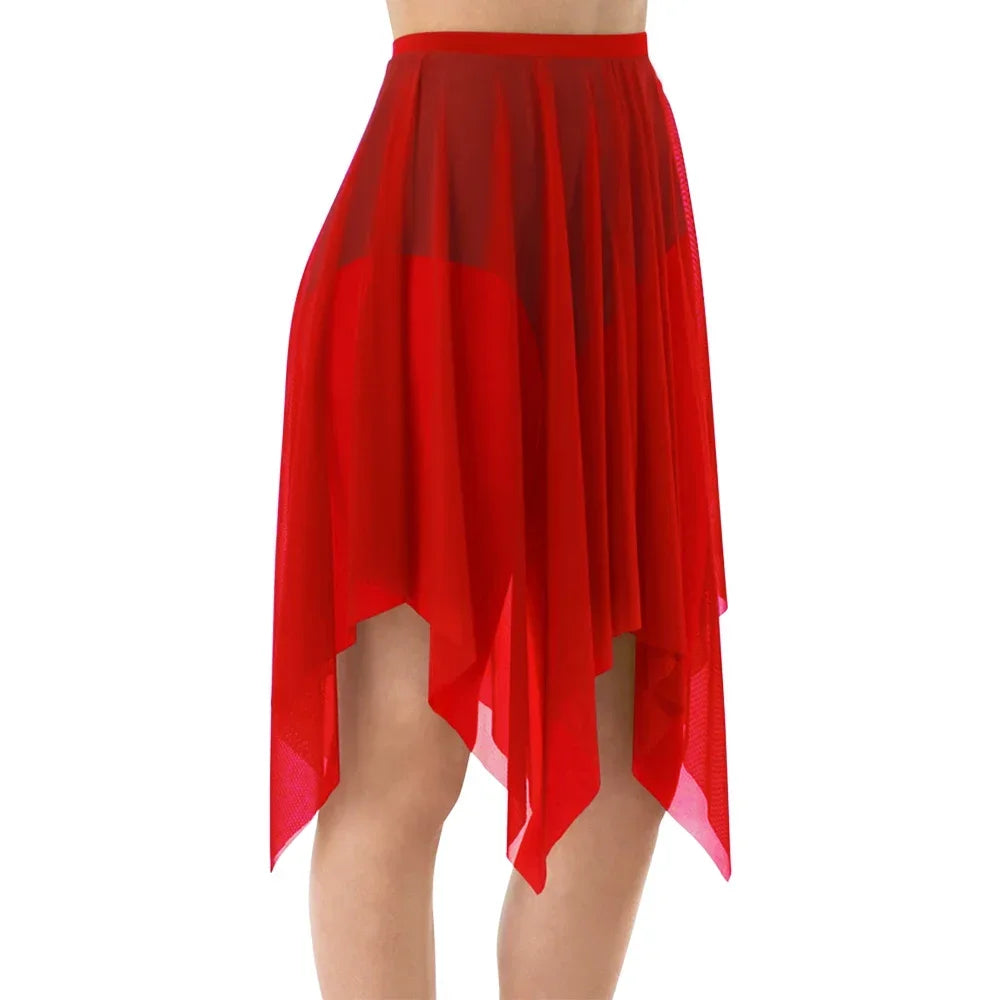 Handkerchief Hem Mesh Ballet Skirt with Child and Adult Size Options