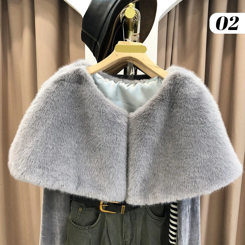 Plush Short Bridal Cape for Layering over Outfits