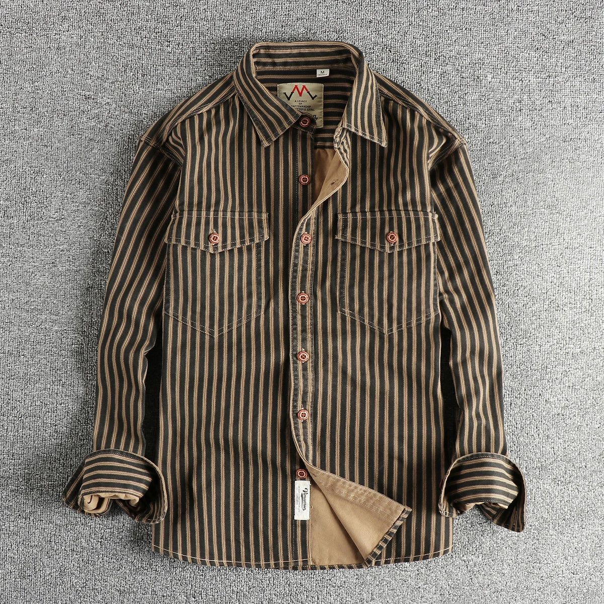 Men's Striped Cotton Button-Front Long-Sleeve Shirt