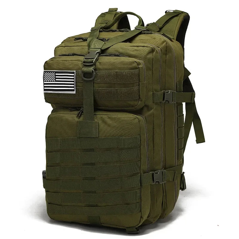Outdoor Backpack with Webbing and Multiple Exterior Pockets