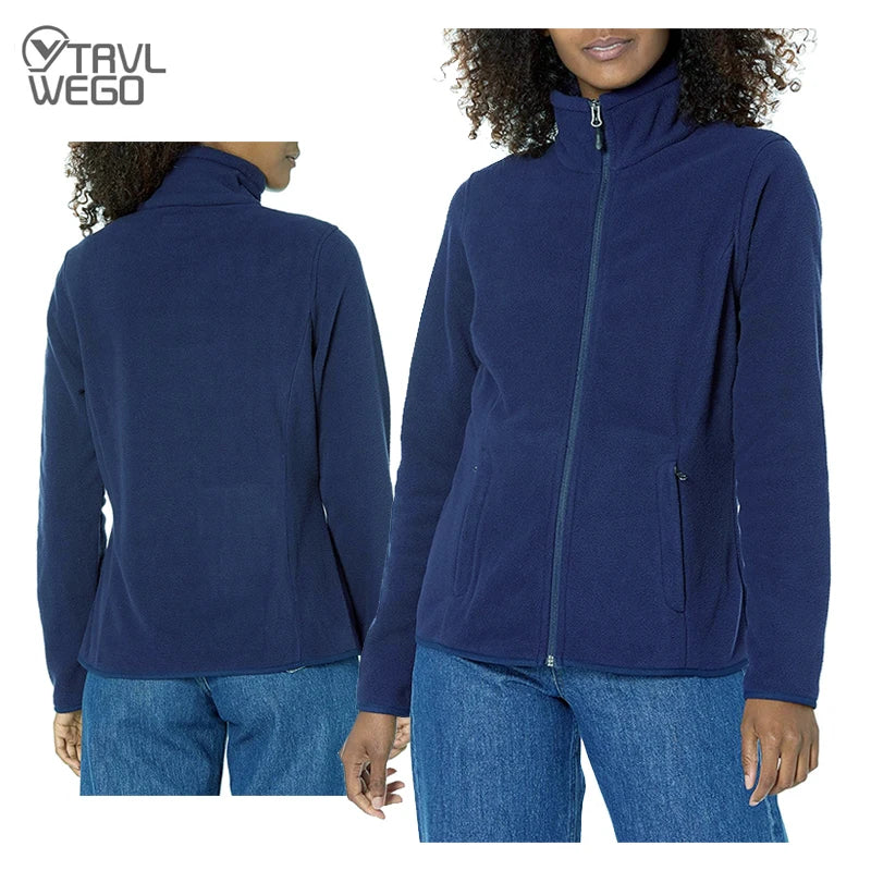 Long Sleeve Full Zip Fleece Outdoor Jacket with Pockets