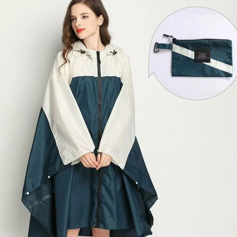 Hooded Printed Poncho for Layering over Tops and Dresses