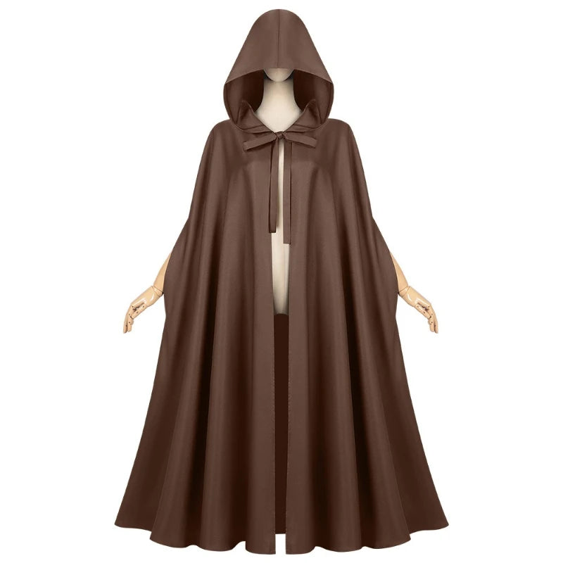 Long Hooded Tie Front Cape for Layering over Outfits