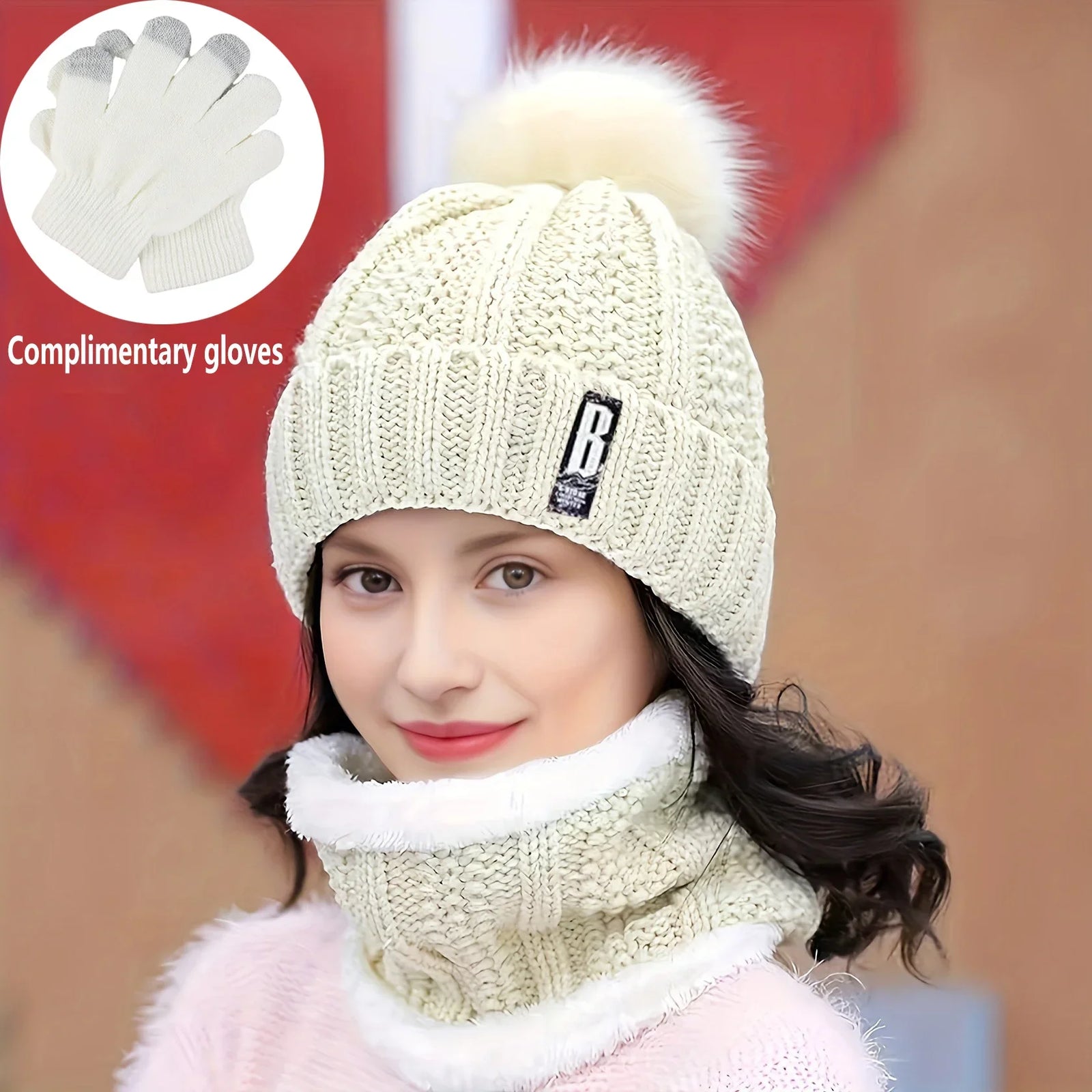 Winter Hat Scarf and Gloves Set with Two or Three-Piece Options