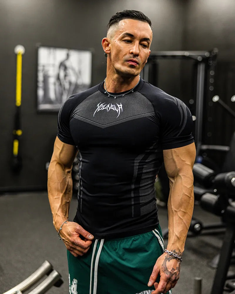 Fitted Crew Neck Short Sleeve Compression T Shirt