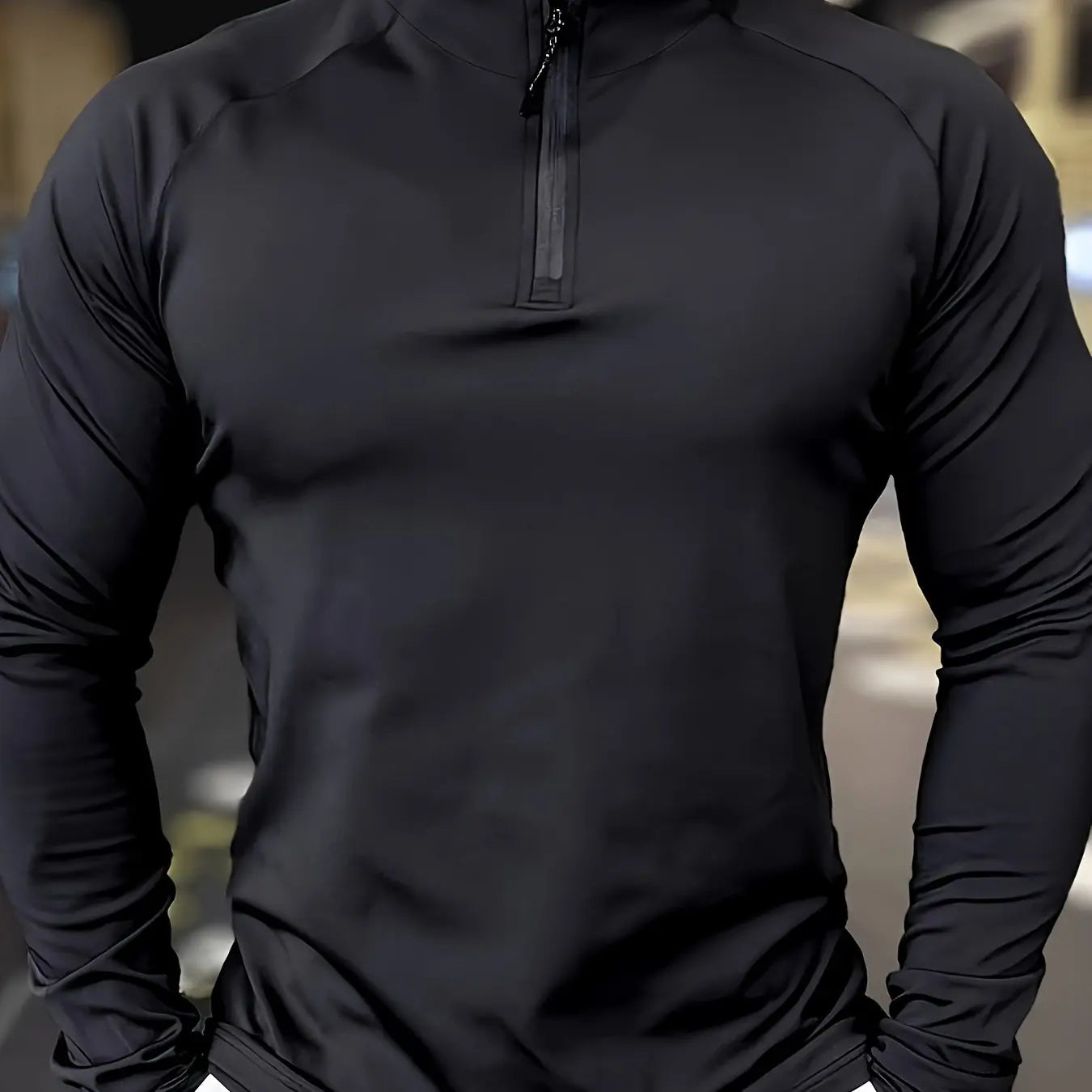 Stand Collar Half Zip Long Sleeve Running Training Top