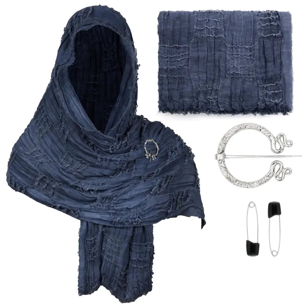 Hooded Textured Draped Cowl Scarf for Layering over Outfits
