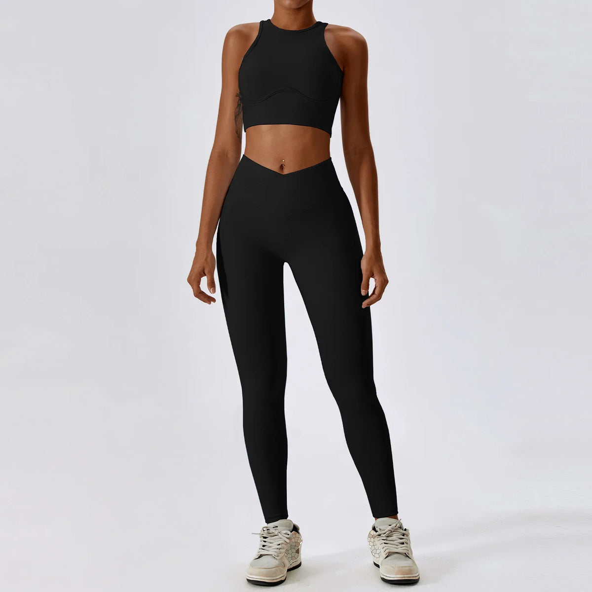 Women's Halter Bra And Flared Leggings Yoga Set