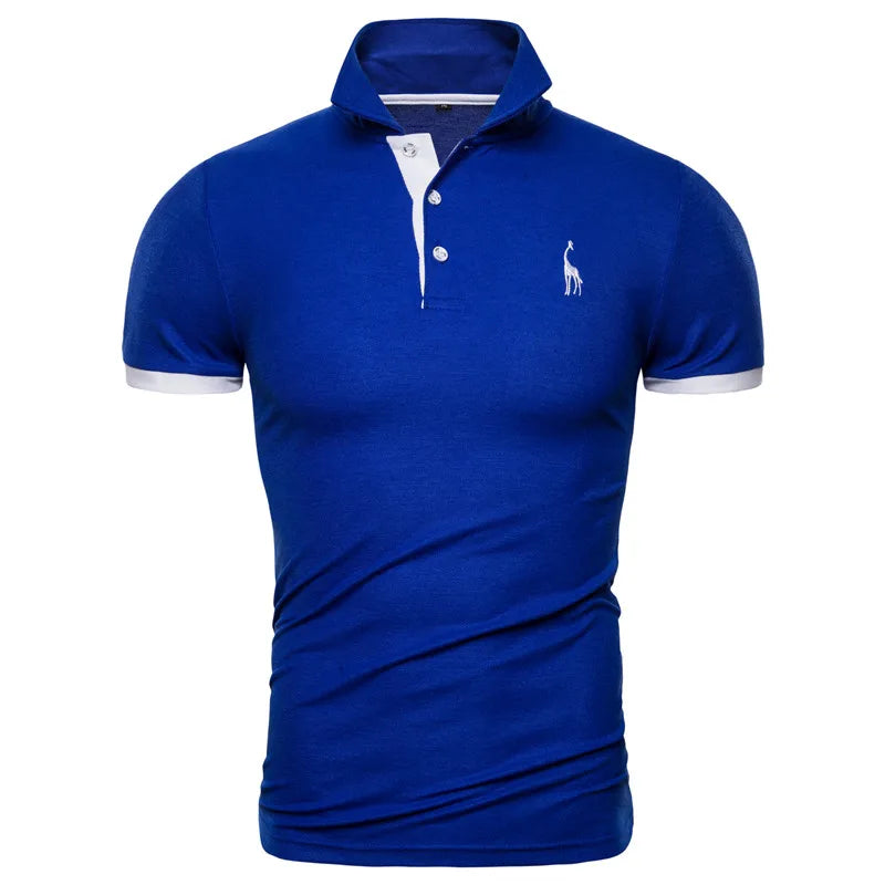 Men's Giraffe Embroidered Short-Sleeve Polo Shirt