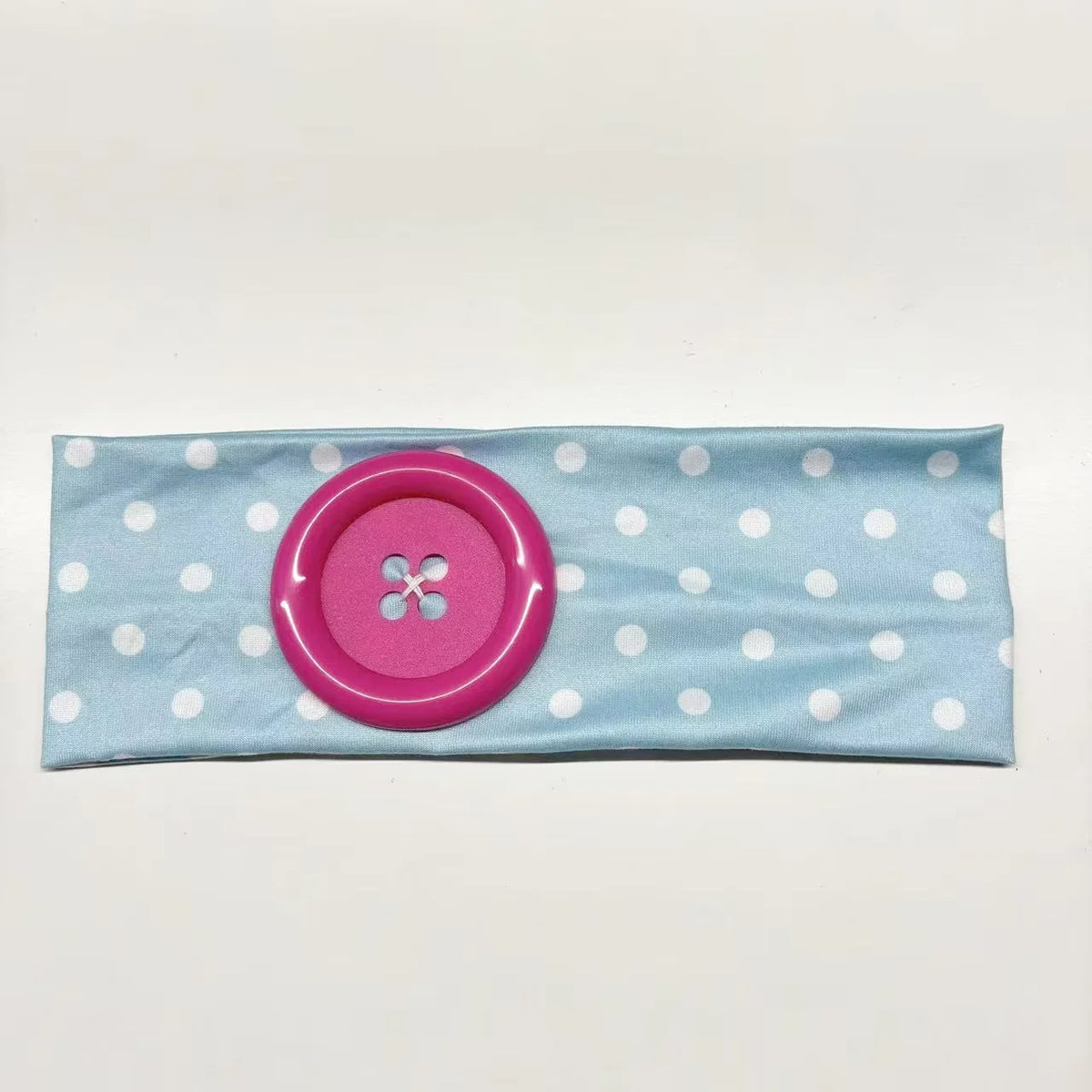 Polka Dot and Button Style Fabric Headband for Hair Styling