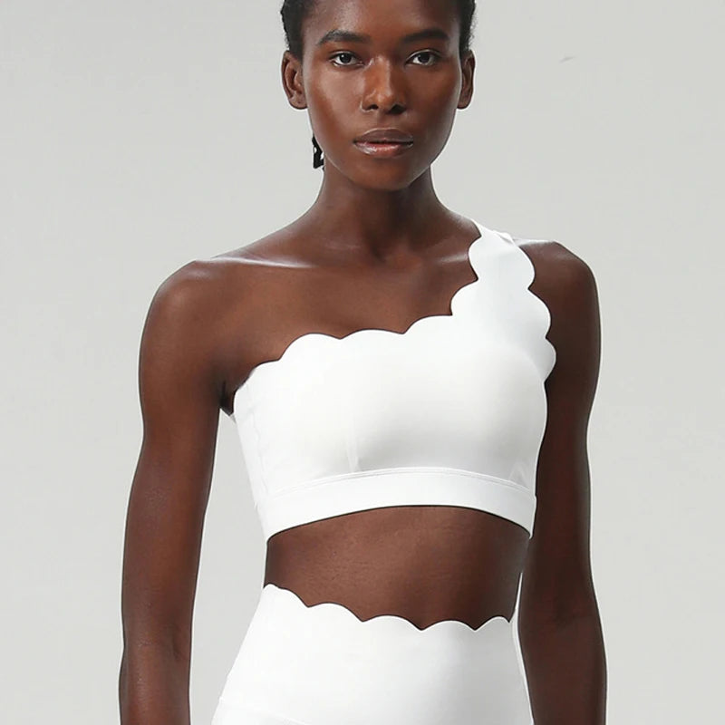 Women's Scalloped One Shoulder Sports Bra