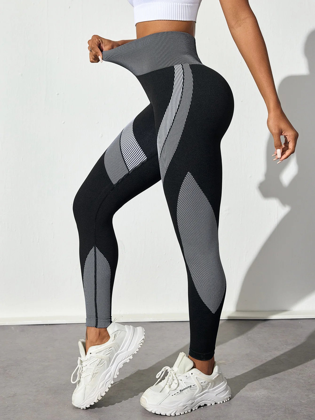 Women's Panelled Full Length Leggings For Workout Outfits