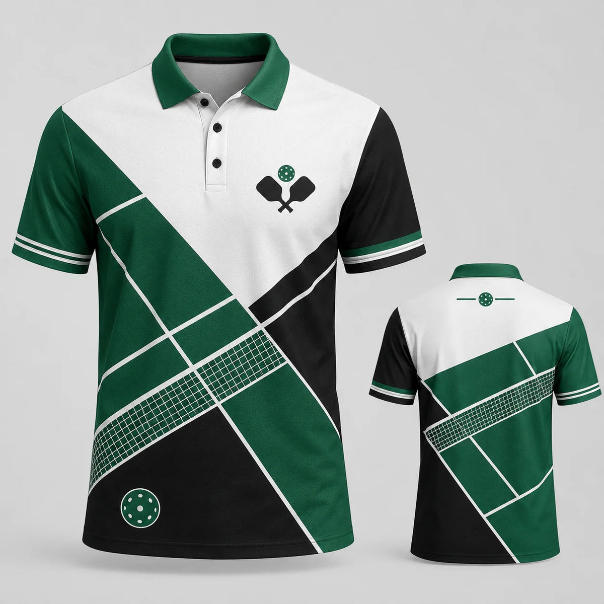 Pickleball Graphic Short Sleeve Collared Polo Shirt for Casual Wear