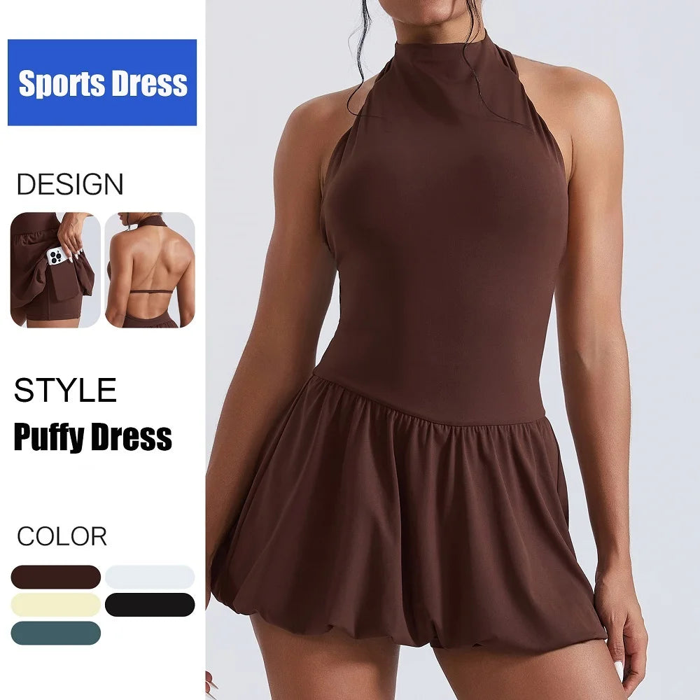 Women's High-Neck Sleeveless Tennis Dress