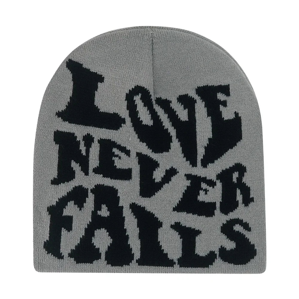 Graphic Knit Beanie with Letter and Pattern Style Options