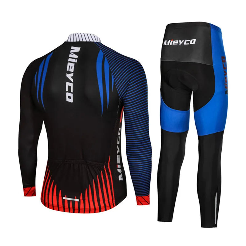 Men Long Sleeve Cycling Jersey Set MTB Road Bike Breathable Outdoor Cycling Suit