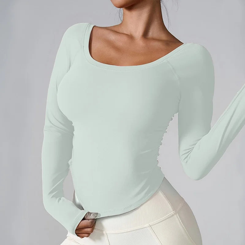 Women's Scoop-Neck Long-Sleeve Workout Top