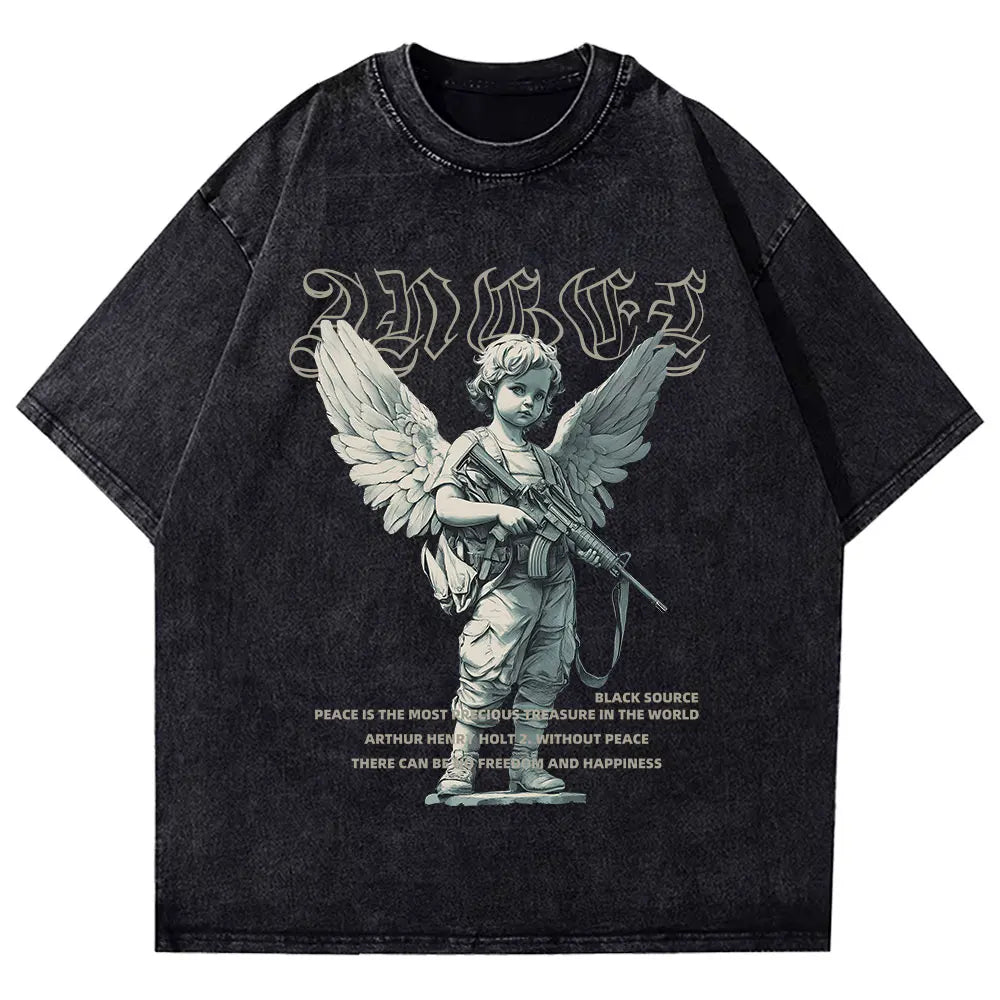 Angel Cupid Mythology Graphic T-Shirt Unisex Washed Loose Short Sleeve Tee