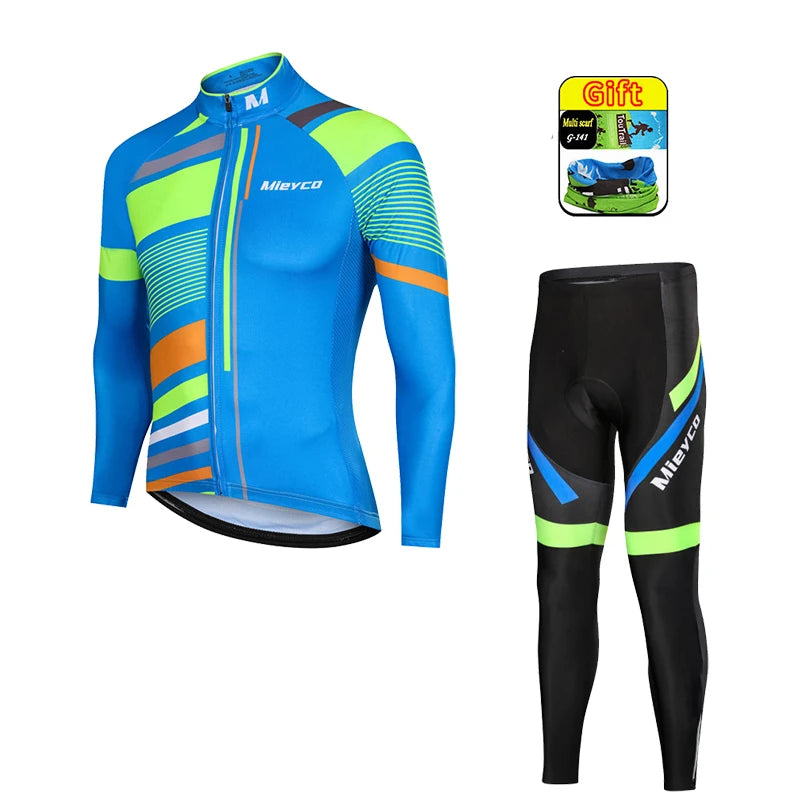 Men Autumn Long Sleeve Cycling Jersey Set MTB Mountain Bike Sportswear Slim Fit