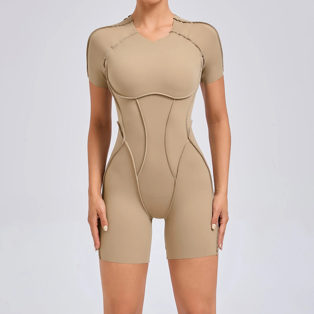 Women's Short Sleeve Back Cutout Short Workout Romper