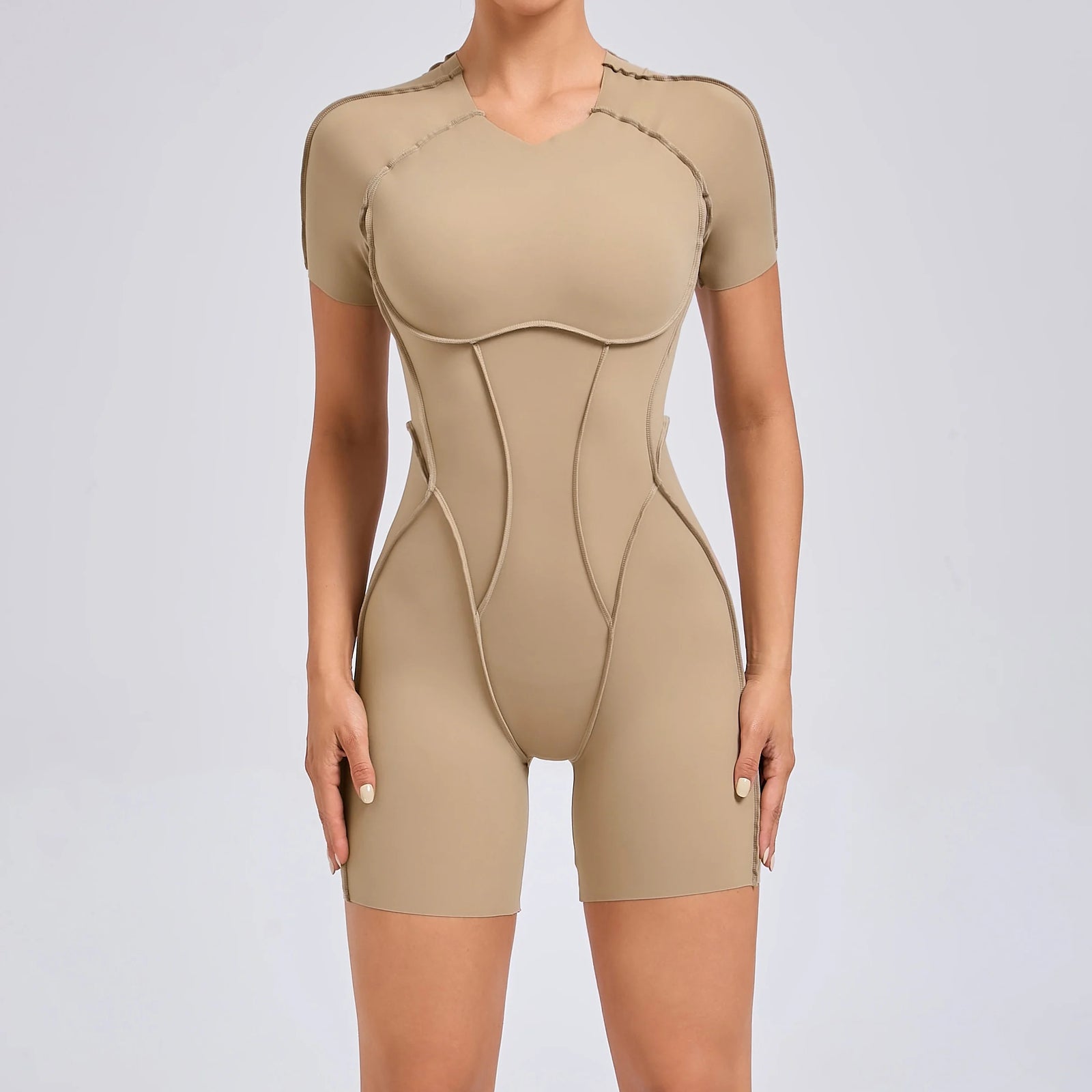 Women's Short Sleeve Back Cutout Short Workout Romper