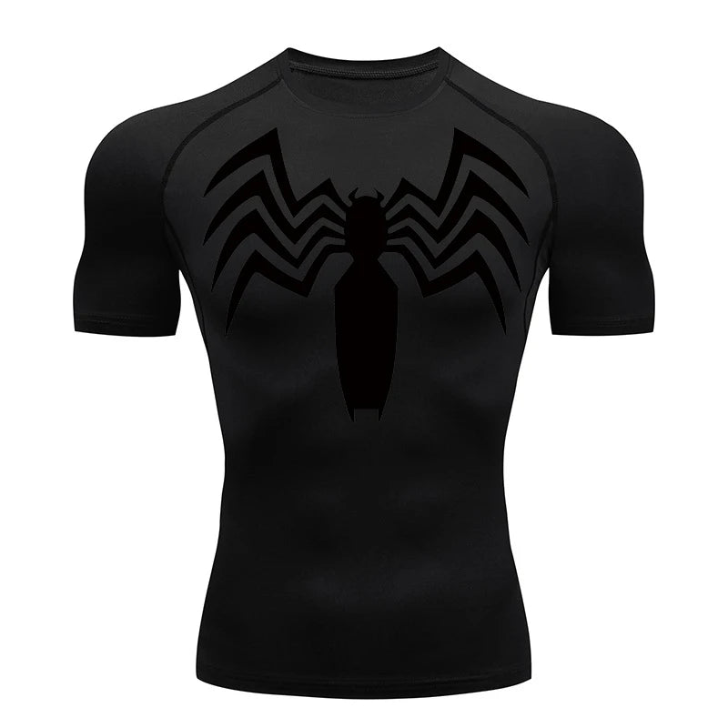 Spider Graphic Compression Short Sleeve T-shirt For Sports Outfits