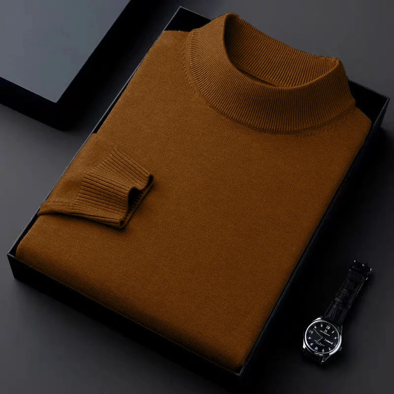 Men's Mock Neck Long Sleeve Knit Sweater